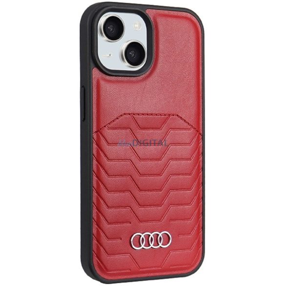 Audi Synthetic Leather Case MagSafe kompatibilis tok iPhone 15 / 14 / 13 - piros