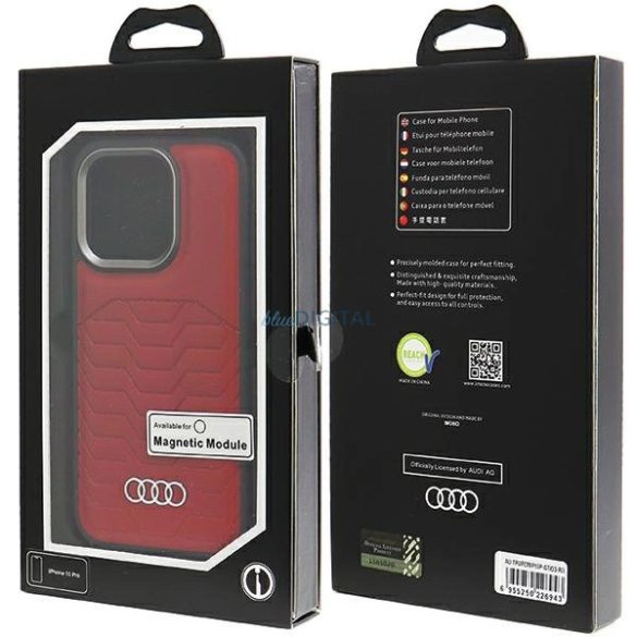 Audi Synthetic Leather Case MagSafe kompatibilis tok iPhone 15 Pro - piros