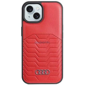 Audi Synthetic Leather Case MagSafe kompatibilis tok iPhone 15 Plus / 14 Plus - piros