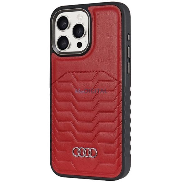 Audi Synthetic Leather Case MagSafe kompatibilis tok iPhone 15 Pro Max - piros