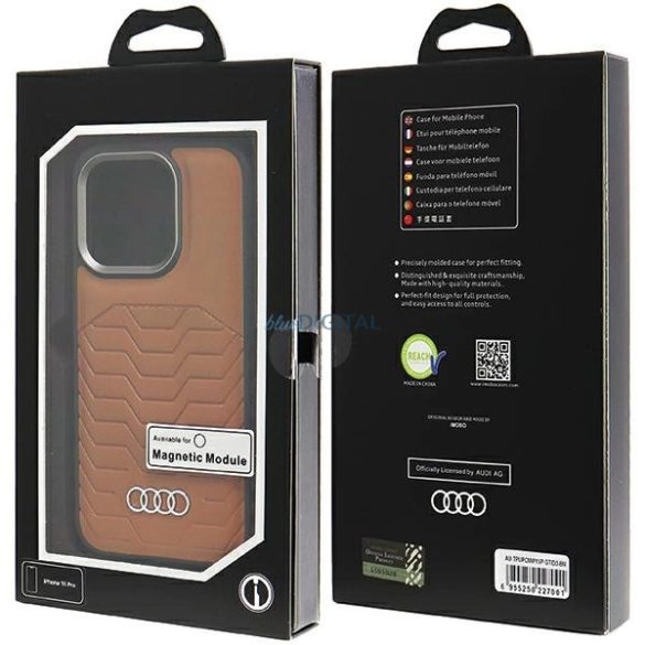 Audi Synthetic Leather Case MagSafe kompatibilis tok iPhone 15 Pro - barna