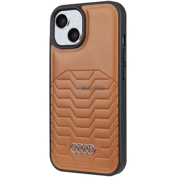 Audi Synthetic Leather Case MagSafe kompatibilis tok iPhone 15 Plus / 14 Plus - barna