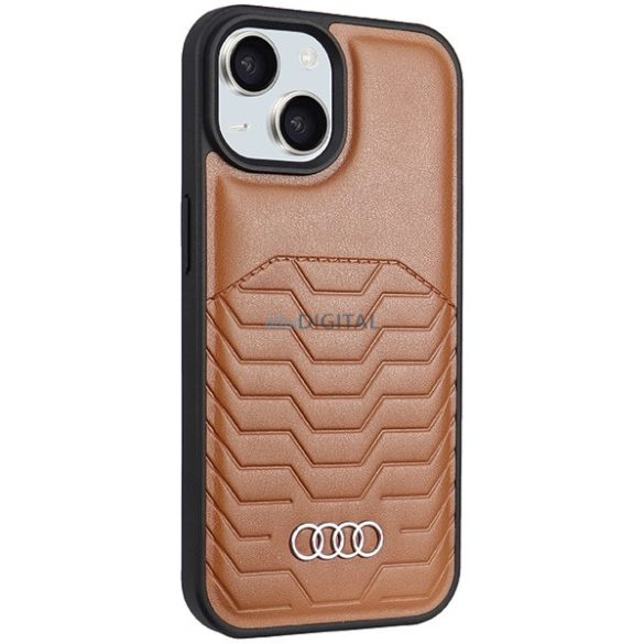 Audi Synthetic Leather Case MagSafe kompatibilis tok iPhone 15 Plus / 14 Plus - barna