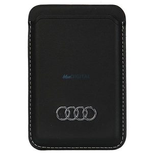 Audi Synthetic Leather Case MagSafe kompatibilis tok kártyatartóval - fekete