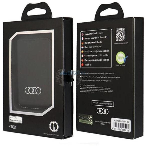 Audi Synthetic Leather Case MagSafe kompatibilis tok kártyatartóval - fekete