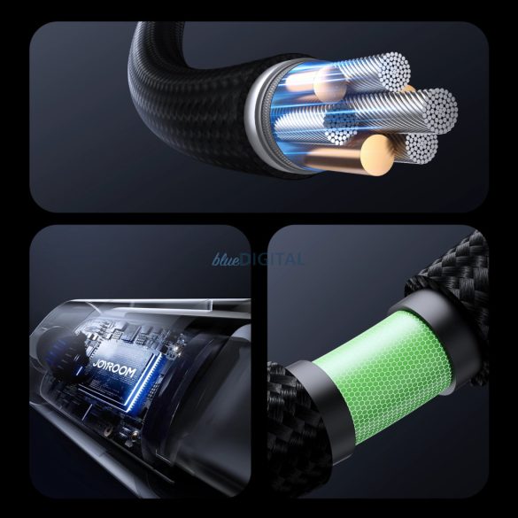 Joyroom S-A16 Pro Prism Series 100W USB-C kábel - USB-C digitális kijelzővel 1.2m - Fekete