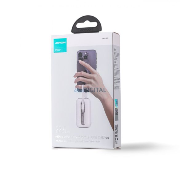 Joyroom powerbank 10000mAh Színes Series 22.5W 2 beépített USB C és Lightning kábellel fehér (JR-L012)