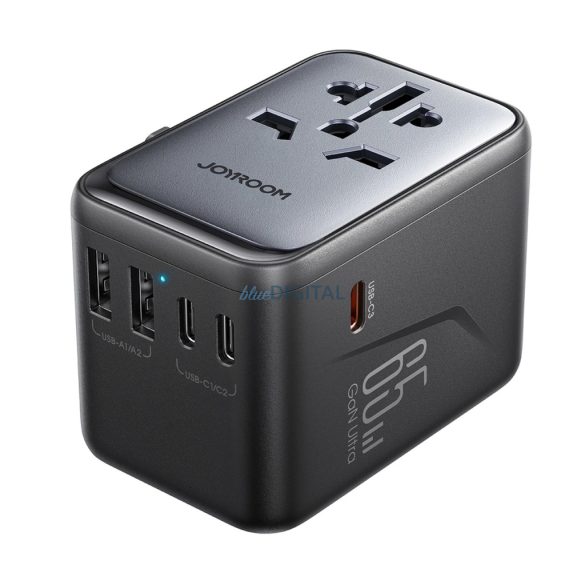 Joyroom JR-TCW02 EU/US/JP/AU/UK/CN univerzális utazó adapter 65W - fekete