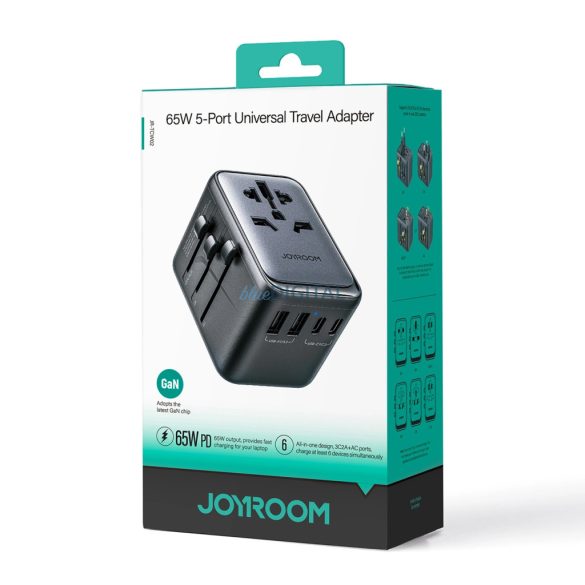 Joyroom JR-TCW02 EU/US/JP/AU/UK/CN univerzális utazó adapter 65W - fekete