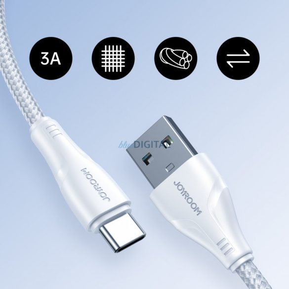 Joyroom USB kábel - USB C 3A Surpass Series gyorstöltéshez és adatátvitelhez 1,2 m fehér (S-UC027A11)