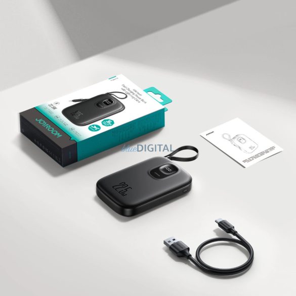 Joyroom JR-PBF18 22.5W 10000mAh Powerbank beépített Lightning kábellel + USB-C kábel 0.25 cm - Fekete