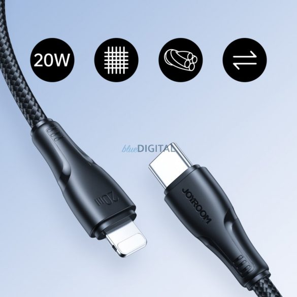 Joyroom USB C - Lightning 20W Surpass Series kábel gyorstöltéshez és adatátvitelhez 0,25 m fekete (S-CL020A11)