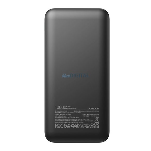 Joyroom JR-PBF12 powerbank 10000mAh 2.4A 2x USB-A 1x USB-C - fekete