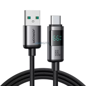 Joyroom S-A16 Pro Prism sorozat 66W USB-A - USB-C kábel kijelzővel 1.2m - Fekete