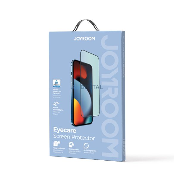 Joyroom Knight zöld üveg iPhone 14 készülékhez teljes képernyőre, kék fény elleni szűrővel (JR-G01)