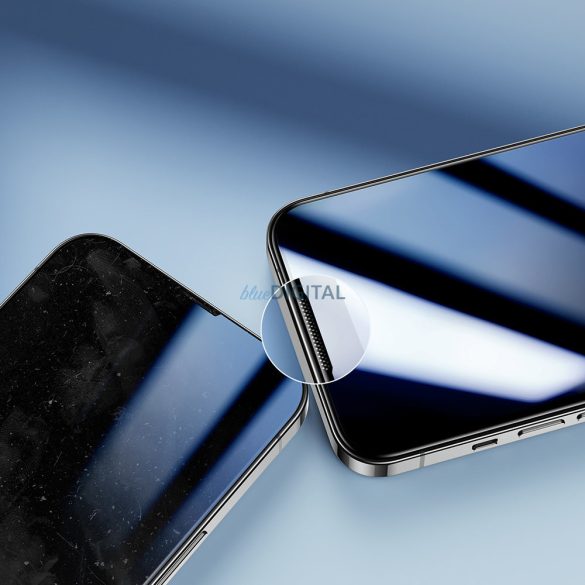 Joyroom Knight 2,5D TG edzett üveg iPhone 14 Plus teljes képernyőre, átlátszó kerettel (JR-H03)