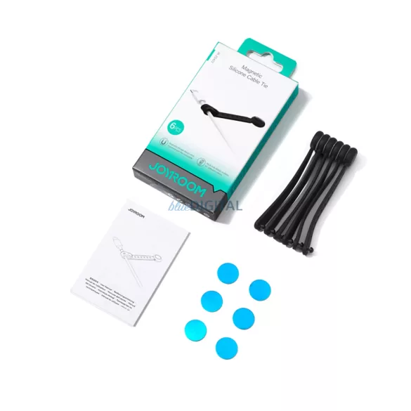 Joyroom JR-ZS422 szilikon kábelkötegelő mágnessel, 6 darabos készlet - Fekete