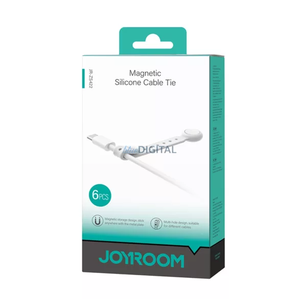 Joyroom JR-ZS422 szilikon kábelkötegelő mágnessel, 6 darabos készlet - fehér