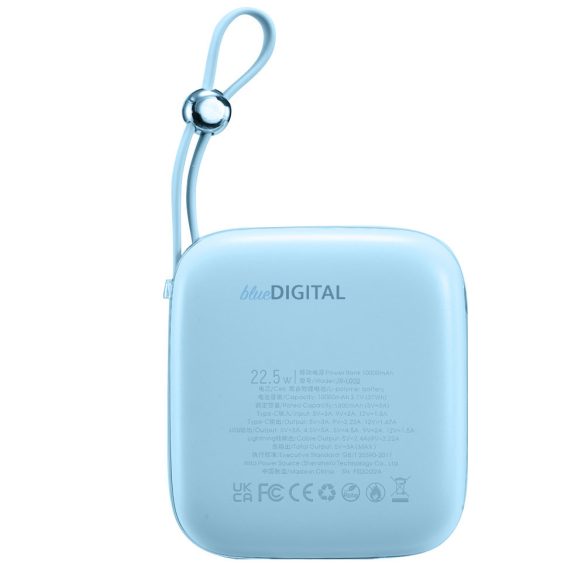 Joyroom powerbank 10000mAh Jelly Series 22.5W beépített USB C kábellel kék (JR-L002)