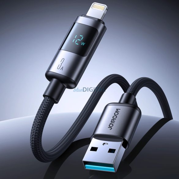 Joyroom S-A16 Pro Prism sorozat 3A USB-A - Lightning kábel kijelzővel 1.2m - Fekete