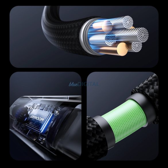 Joyroom S-A16 Pro Prism sorozat 3A USB-A - Lightning kábel kijelzővel 1.2m - Fekete