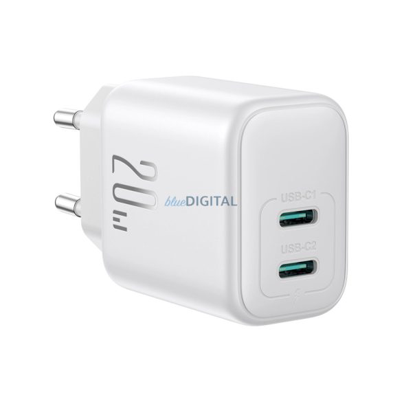 Joyroom JR-TCF12 hálózati töltő 2xUSB-C csatlakozással 20W PD QC3.0 - fehér