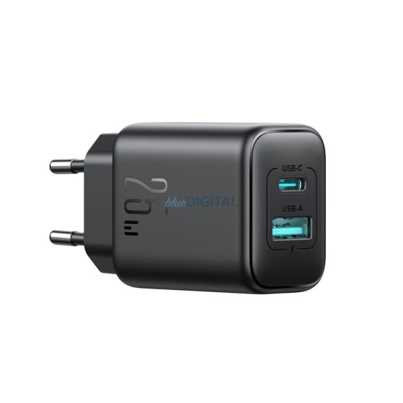 Joyroom JR-TCF13 hálózati töltő 1xUSB-A és 1xUSB-C csatlakozással 25W PD - fekete