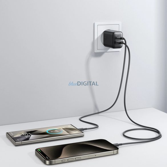 Joyroom JR-TCF13 hálózati töltő 1xUSB-A és 1xUSB-C csatlakozással 25W PD - fekete