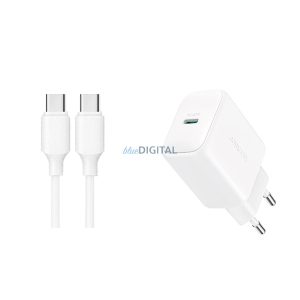 Joyroom JR-TCF20 hálózati töltő 1xUSB-C csatlakozással és Type-C - Type-C kábellel 20W - fehér