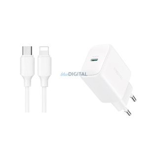 Joyroom JR-TCF20 hálózati töltő 1xUSB-C csatlakozással és Type-C - Lightning kábellel 20W - fehér