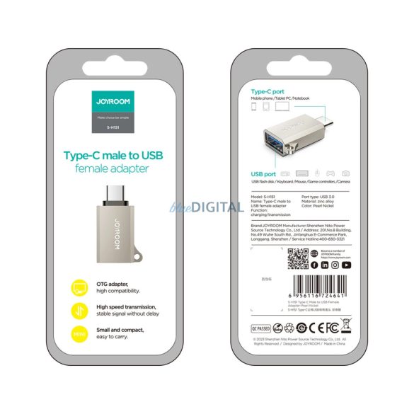 Joyroom S-H151 Type-C - USB-A adapter - ezüst