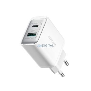 Joyroom JR-TCF15 hálózati töltő 1xUSB-A és 1xUSB-C csatlakozással 30W - fehér