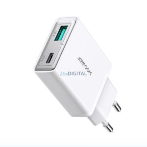 Joyroom JR-TCF14 Super Slim hálózati töltő 1xUSB-A és 1xUSB-C csatlakozással 20W - fehér