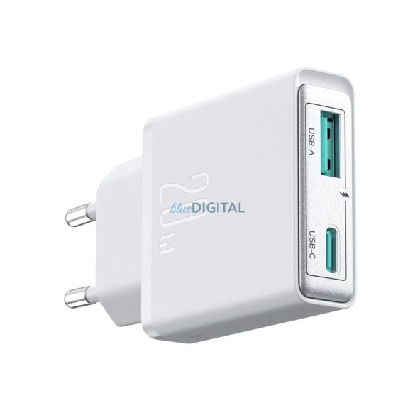 Joyroom JR-TCF14 Super Slim hálózati töltő 1xUSB-A és 1xUSB-C csatlakozással 20W - fehér