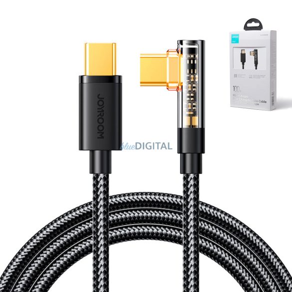 Joyroom USB C kábel oldalsó - USB C gyorstöltéshez és adatátvitelhez 100W 1,2 m fekete (S-CC100A6)