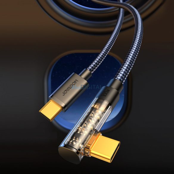 Joyroom USB C kábel oldalsó - USB C gyorstöltéshez és adatátvitelhez 100W 1,2 m fekete (S-CC100A6)