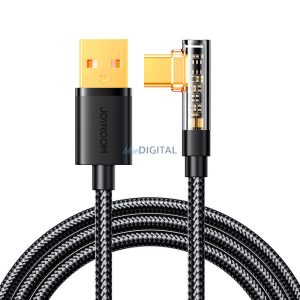 Joyroom USB C kábel oldalsó - USB gyorstöltéshez és adatátvitelhez 3A 1,2 m fekete (S-UC027A6)