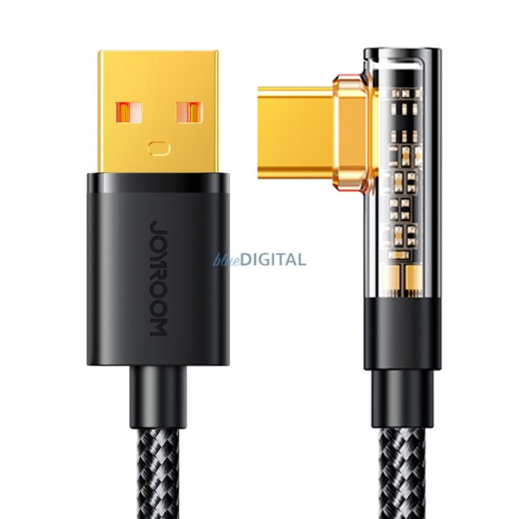 Joyroom USB C kábel oldalsó - USB gyorstöltéshez és adatátvitelhez 3A 1,2 m fekete (S-UC027A6)