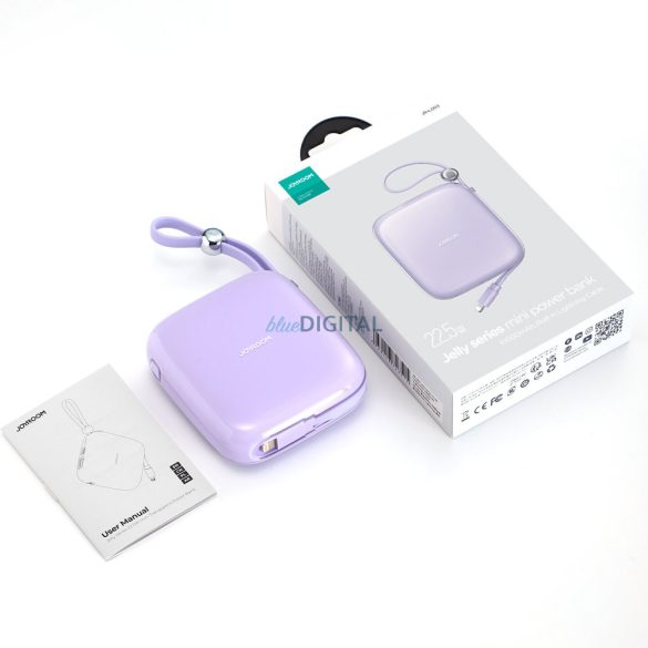 Joyroom powerbank 10000mAh Jelly Series 22.5W beépített Lightning kábellel lila (JR-L003)