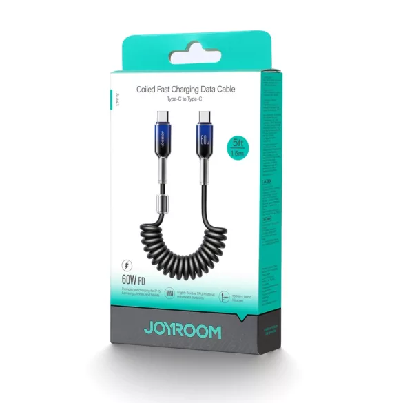 Joyroom S-A43 Crystal-Clear Series Type-C - Type-C kábel 60W 1.5m - fekete