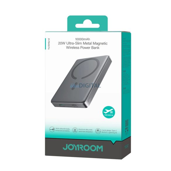 Joyroom JR-PBM08 Pro powerbank 1xUSB-C és 1x Lightning csatlakozással 10000mAh 20W 3A PD - szürke