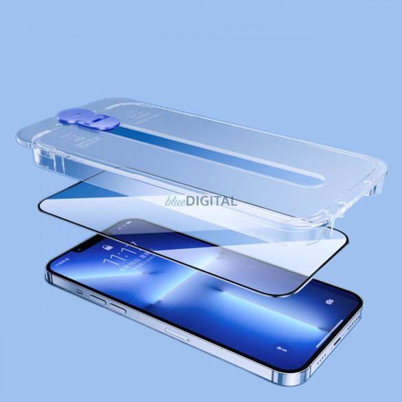 Joyroom Knight üveg iPhone 14 Pro készülékhez, átlátszó rögzítőkészlettel (JR-H10)