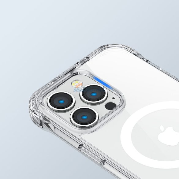 Joyroom Magnetic Defender mágneses tok iPhone 14 páncélozott tok kampókkal Állvány átlátszó (MagSafe kompatibilis)