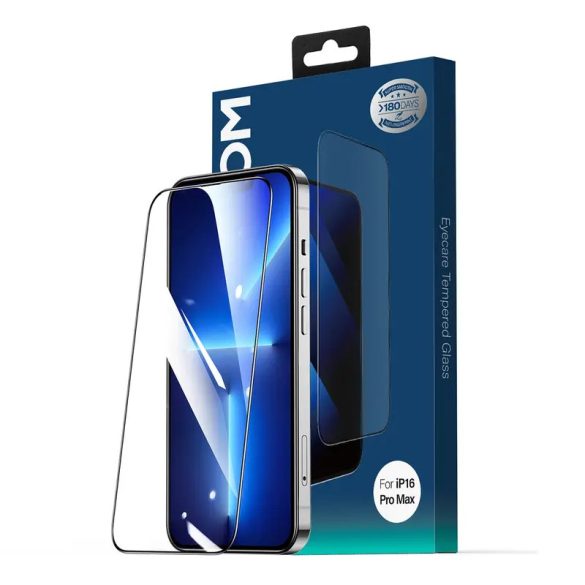Joyroom JR-MLG0286 2.5D porálló kékfényszűrős edzett üveg fekete szegéllyel iPhone 15 Plus/16 Plus