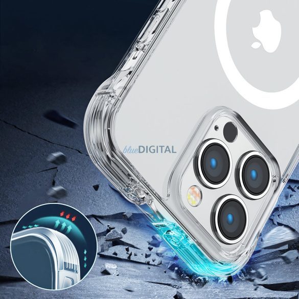 Joyroom Magnetic Defender mágneses tok iPhone 14 Pro Max páncélozott tok kampókkal Állvány átlátszó (MagSafe kompatibilis)