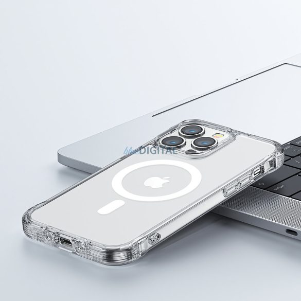 Joyroom Magnetic Defender mágneses tok iPhone 14 Pro Max páncélozott tok kampókkal Állvány átlátszó (MagSafe kompatibilis)