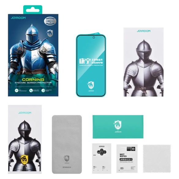 Joyroom JR-MKN0314 Corning Eyecare kékfényszűrős edzett üveg fekete szegéllyel iPhone 16 Pro Max