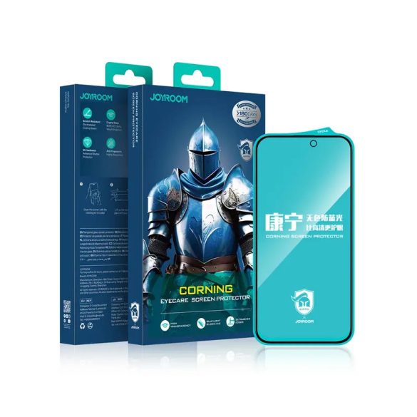 Joyroom JR-MKN0314 Corning Eyecare kékfényszűrős edzett üveg fekete szegéllyel iPhone 16 Pro Max