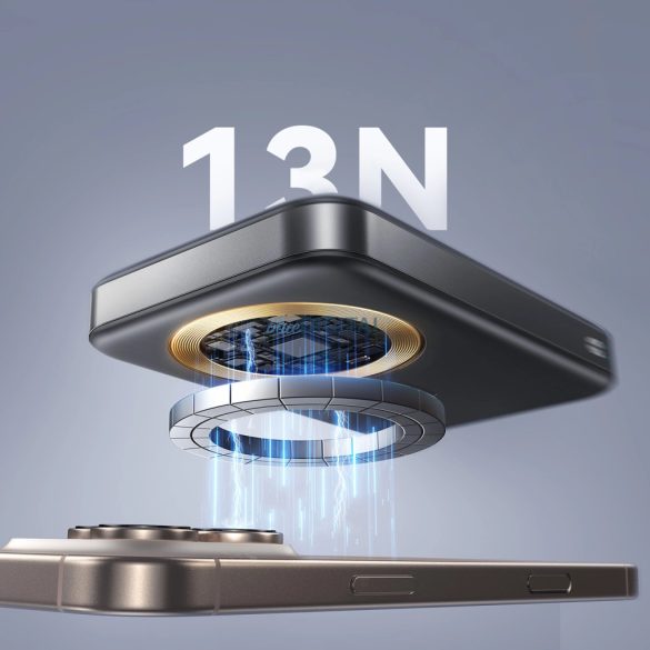 Joyroom JR-PBM12 10000mAh 22.5W Qi2 Powerbank, MagSafe kompatibilis, gyűrűs talppal - Fekete