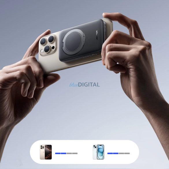 Joyroom JR-PBM12 10000mAh 22.5W Qi2 Powerbank, MagSafe kompatibilis, gyűrűs talppal - Fekete